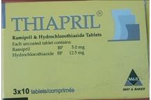 M&B Thiapril(Ramipril&Hdrochlorothiazide) Tabs., 5mg/12.5mg(3x10 Tabs)