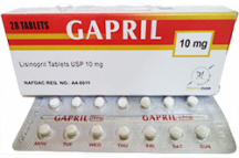 Stallion-lab Gapril(Lisinopril) Tabs.,10mg. (2X14 Tabs)