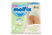 Molfix Air Dry Jumbo Pack Baby Diaper., Size 2 Mini,3-6kg(96pcs).