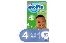 Molfix Air Dry Jumbo Pack Baby Diaper., Size 4 Maxi,7-18kg(80pcs).