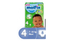 Molfix Air Dry Carry Pack Baby Diaper., Size 4 Maxi,7-18kg(8pcs).
