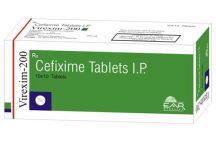 EAR India Virexim-200 Cefixime 200mg Caps., x 10